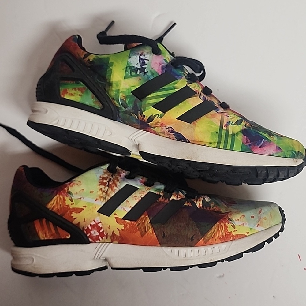 ADIDAS TORSION Multicolor floral artistic trainer sneakers UNISEX 6.5M/8W RARE!! - Picture 10 of 12
